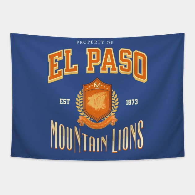 El Paso, Vintage College Design – Mountain Lions Tapestry by Urban Gypsy Designs