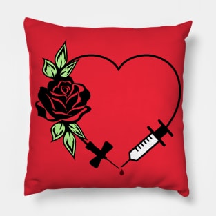 Phlebotomist Appreciation Floral Love Heart with Needle Pillow