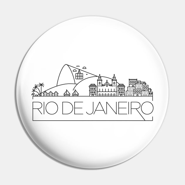 Rio De Janeiro Minimal Skyline Pin by kursatunsal