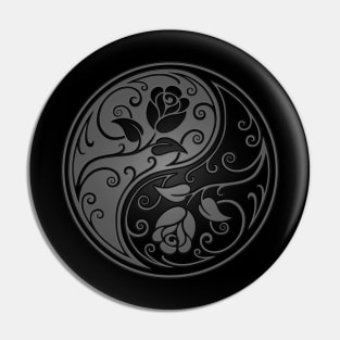 Gray and Black Yin Yang Roses Pin