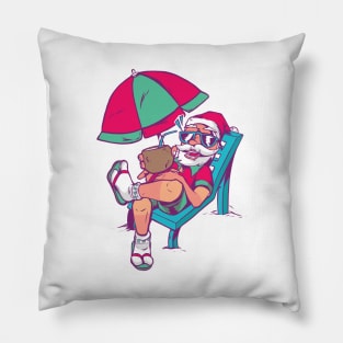 Funny Christmas in July Santa Hawaiian Summer Surf Gift Pillow