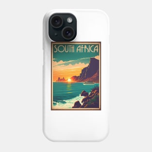 South Africa Coastline Vintage Travel Art Poster Phone Case