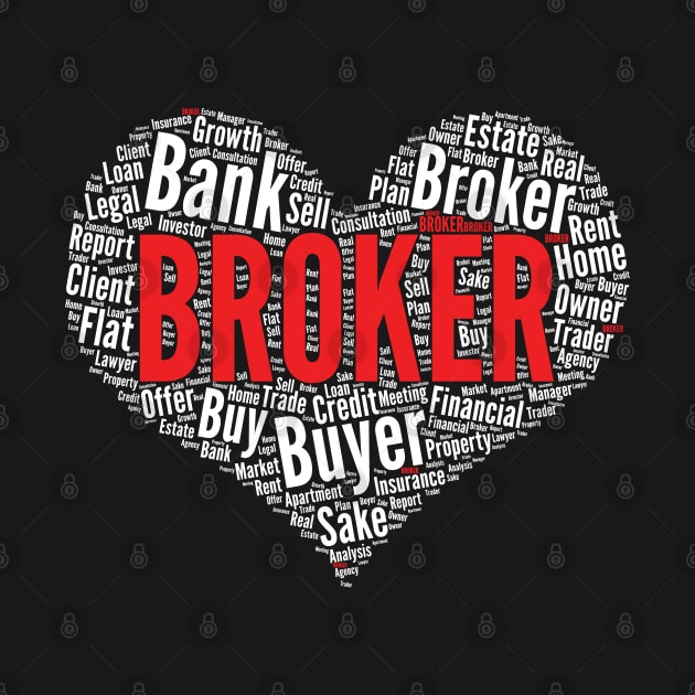 Broker Heart Shape Word Cloud Design Real Estate Agent product by theodoros20