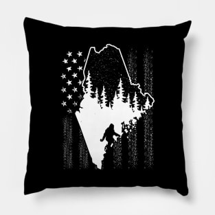 Maine Bigfoot American Flag Pillow