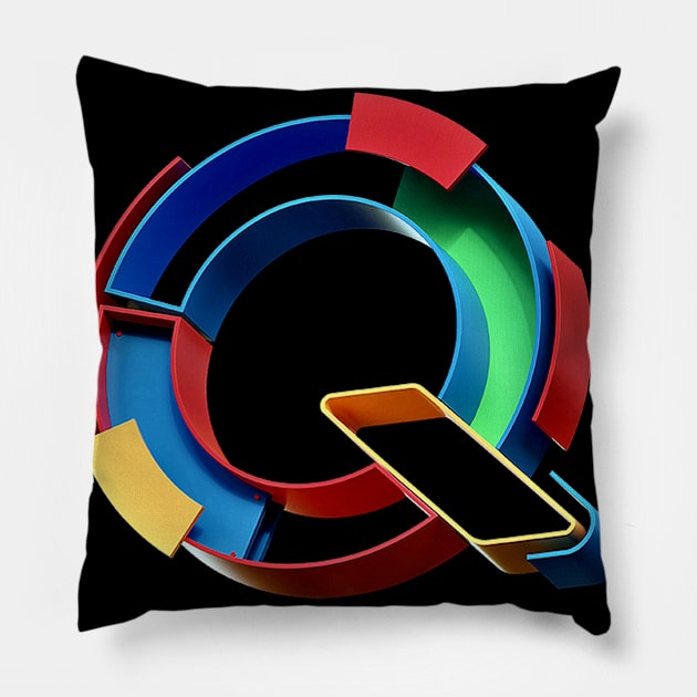 Q is for Quick - 3d mod graphic color design says cool! Pillow by LeftBrainExpress