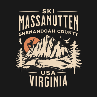 Massanutten Mountain Ski and Snowboarding Gift: Hit the Slopes in Style at Shenandoah County, Virginia Iconic American Mountain Resort T-Shirt