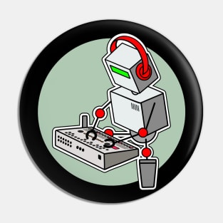 Cute Robot Musician Playing With Drum Machine Pin