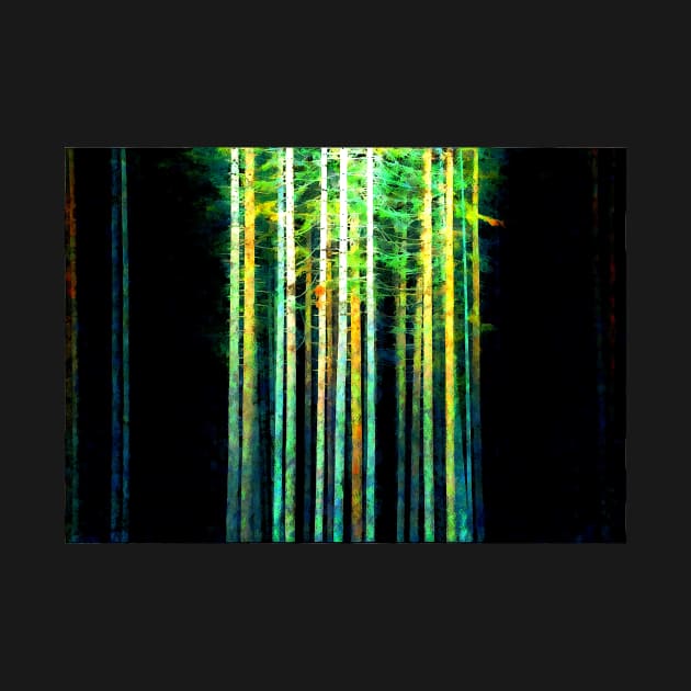 Trees in dark forest digital painting by Choulous79