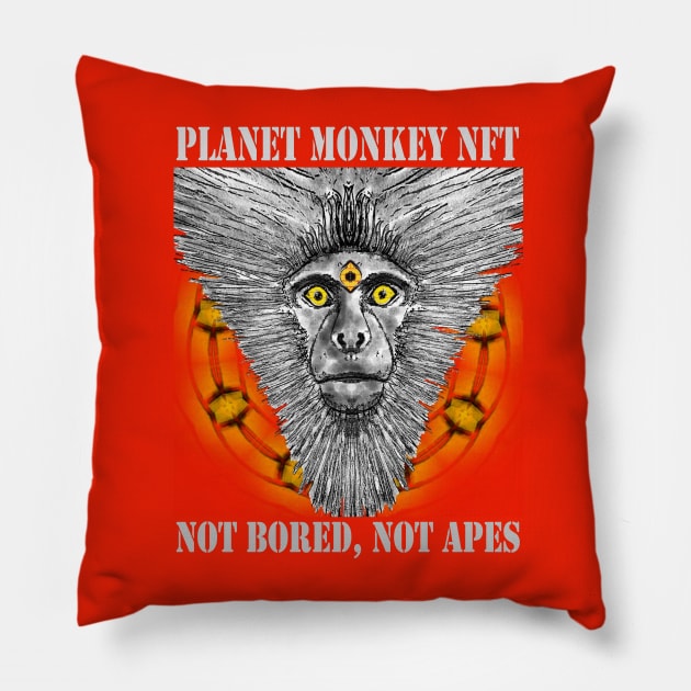 Planet Monkey Animals Not Bored Apes Pillow by PlanetMonkey