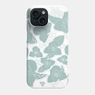 Green silhouette floral pattern Phone Case