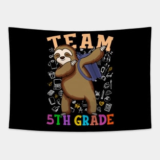 Dabbing Sloth 5th Grade Back To School Shirt Boys Girls Tapestry