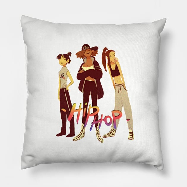 hip-hop girls Pillow by leilacourtillon