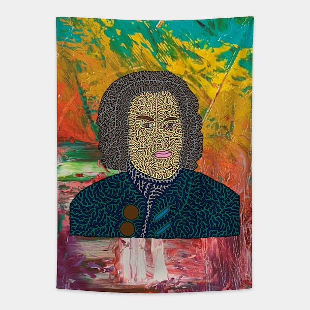 Bach Portrait - Abstract Background Tapestry by NightserFineArts