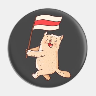 Belarusian cat with a flag Pin