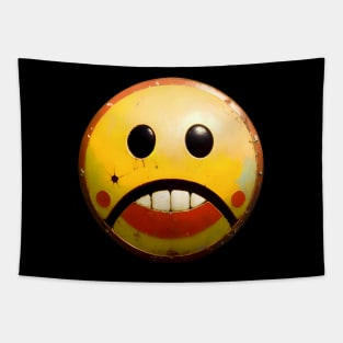 Retro Metal Smiley Frown Face Tapestry