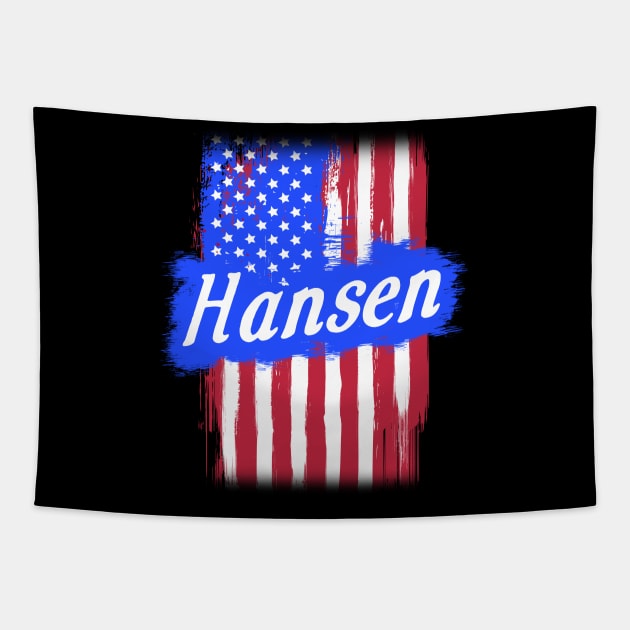 American Flag Hansen Family Gift For Men Women, Surname Last Name Tapestry by darius2019