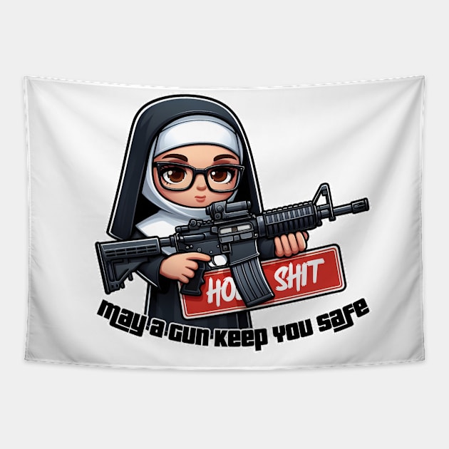 Gun Bless You Tapestry by Rawlifegraphic