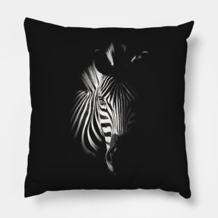 Zebra Head Close-Up African Wildlife Pillow