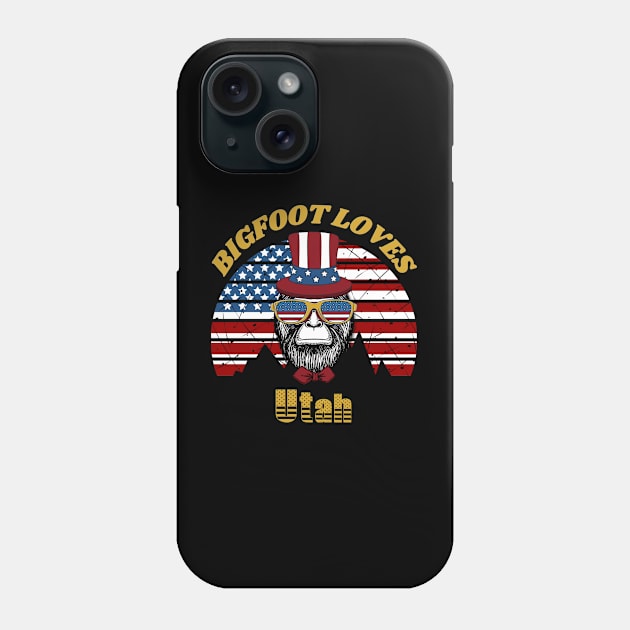 Bigfoot loves America and Utah Phone Case by Scovel Design Shop