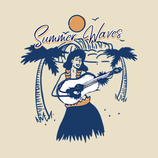 Guitar lover girl in summer T-Shirt