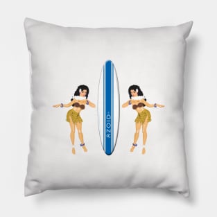 Hula Girls with Surfboard Pillow