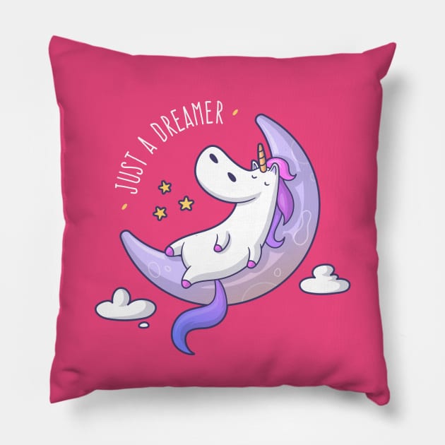 Just a Dreamer - Dreamy Unicorn Pillow by zoljo