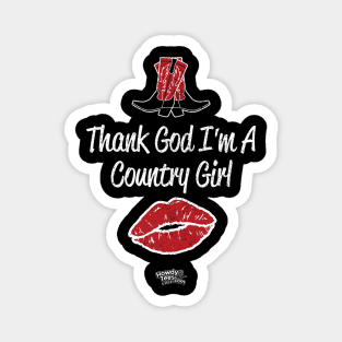 Thank God I'm A Country Girl - Red & Black Cowgirl Boots with Red Kiss Magnet