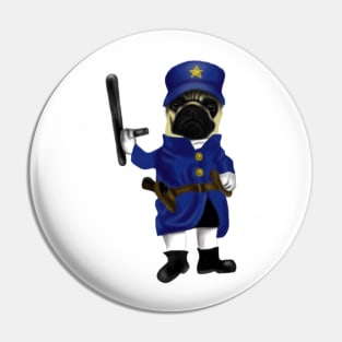 Funny Pug Officer Dog Lovers Gift Pin