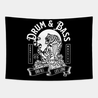 DRUM AND BASS - Junglist Tiger Massive (White) Tapestry