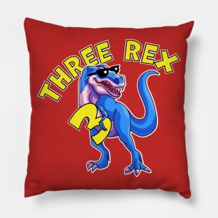 Three Rex 3rd Birthday Funny Dinosaur Trex Pillow