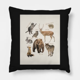 Woodland animals kids room art print Pillow