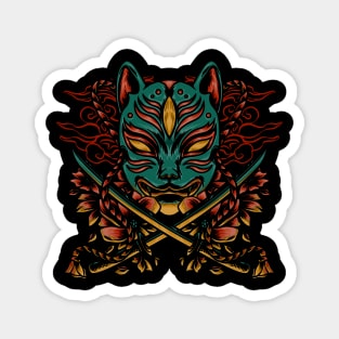 Jpanese cat mask samurai Magnet