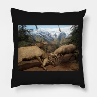 Natural environment diorama - Two deers fighting Pillow