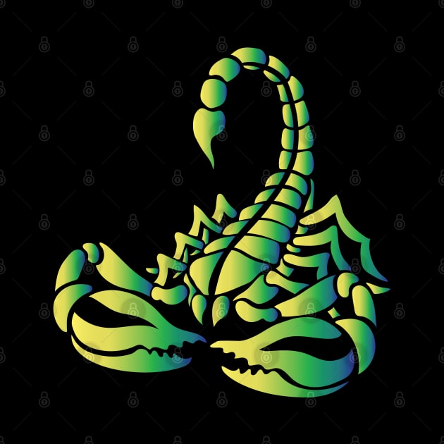 Toxic Green Scorpion, Tribal Art Style by Designs by Darrin