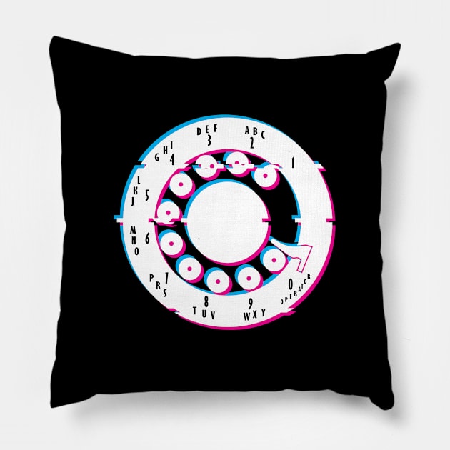 Glitched Out Rotary Phone Pillow by Mclickster