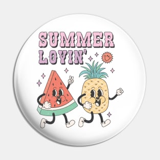 Retro Pineapple and Watermelon dudes Pin