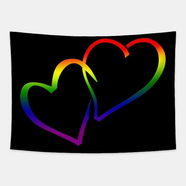 LGBT Pride Lesbian Gay Homosexual Pansexuality Rainbow Hearts Tapestry by Sassee Designs