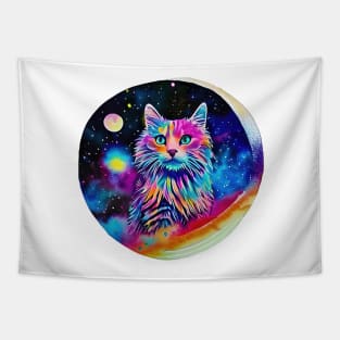 Cat in Space - A World of Dreams painting Tapestry