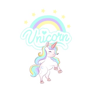 Beautiful Unicorn, Rainbow, and Stars T-Shirt