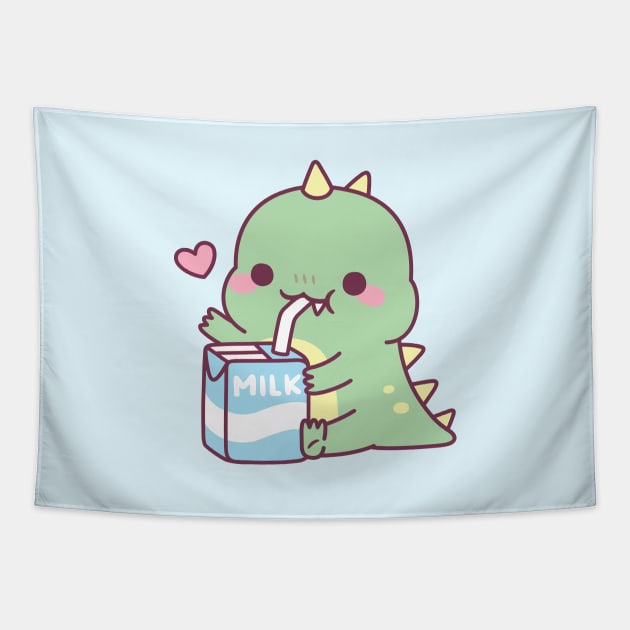 Cute Little Dino Loves Milk - Cute Dinosaur - Pin