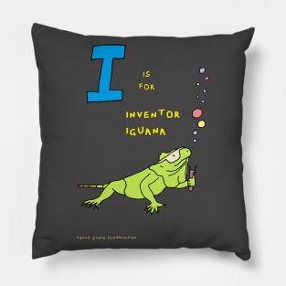 I is for Inventor Iguana Pillow