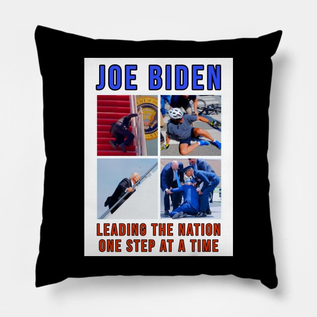 Joe Biden Falling Meme - Leading the Nation One Step At A Time Pillow by VoidVoices