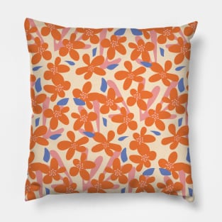 Orange Tone Flower Print 2 Pillow