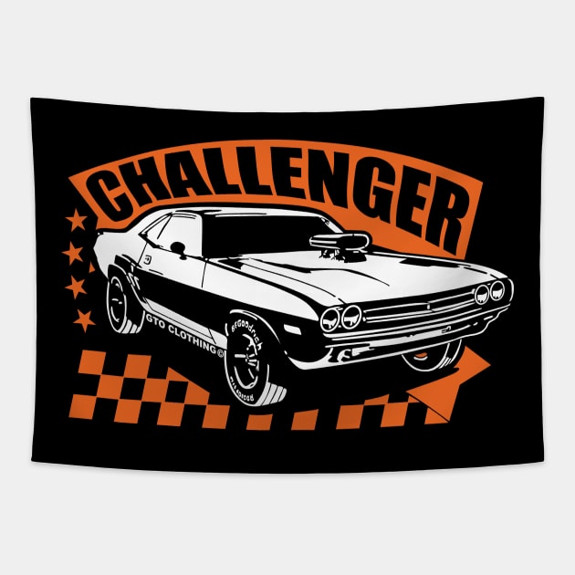 Dodge Challenger Car Tapestry by VEKTORKITA