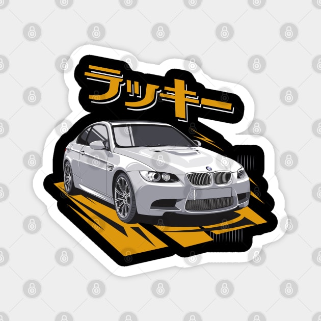 BMW car with lucky letters (in Japanese characters) Magnet by Brainlight