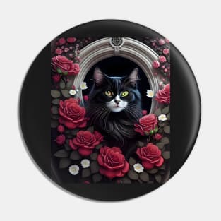 Cat with Roses - Modern digital art Pin