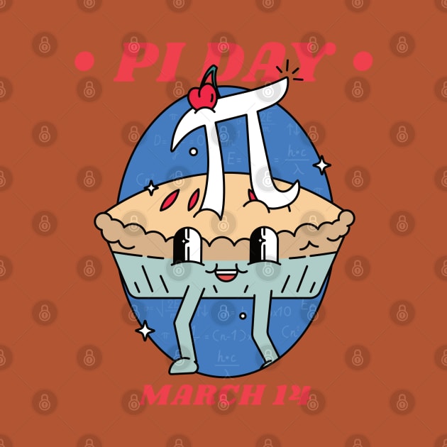 Pi Day Cute Cartoon Pie March 14 by DPattonPD