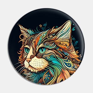 Cat Boho CAt Hippy Beautiful Lover Design Pin