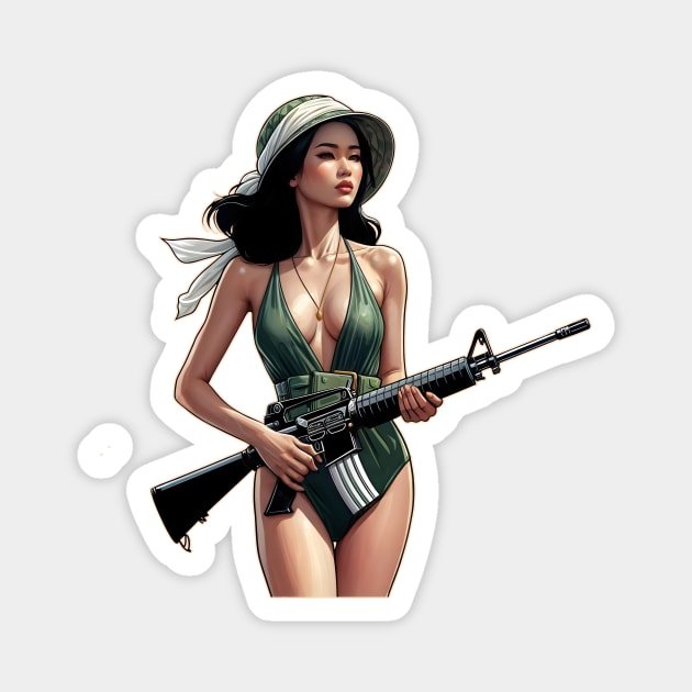 Pinup Girl Magnet by Rawlifegraphic