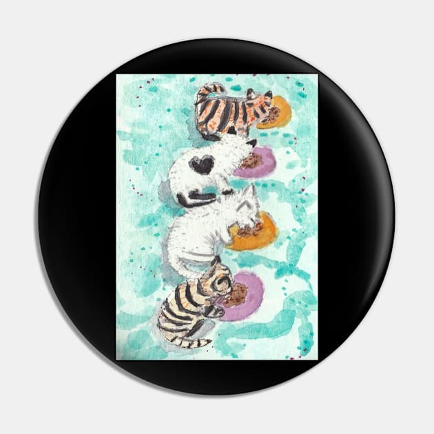 Dinner Time kittens cat art Pin by SamsArtworks